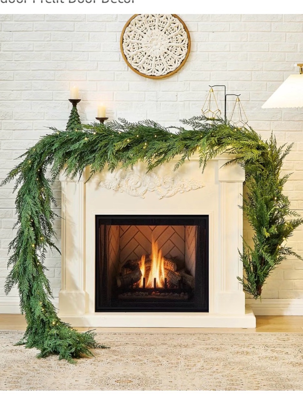 Lit Cedar Fireplace Garland